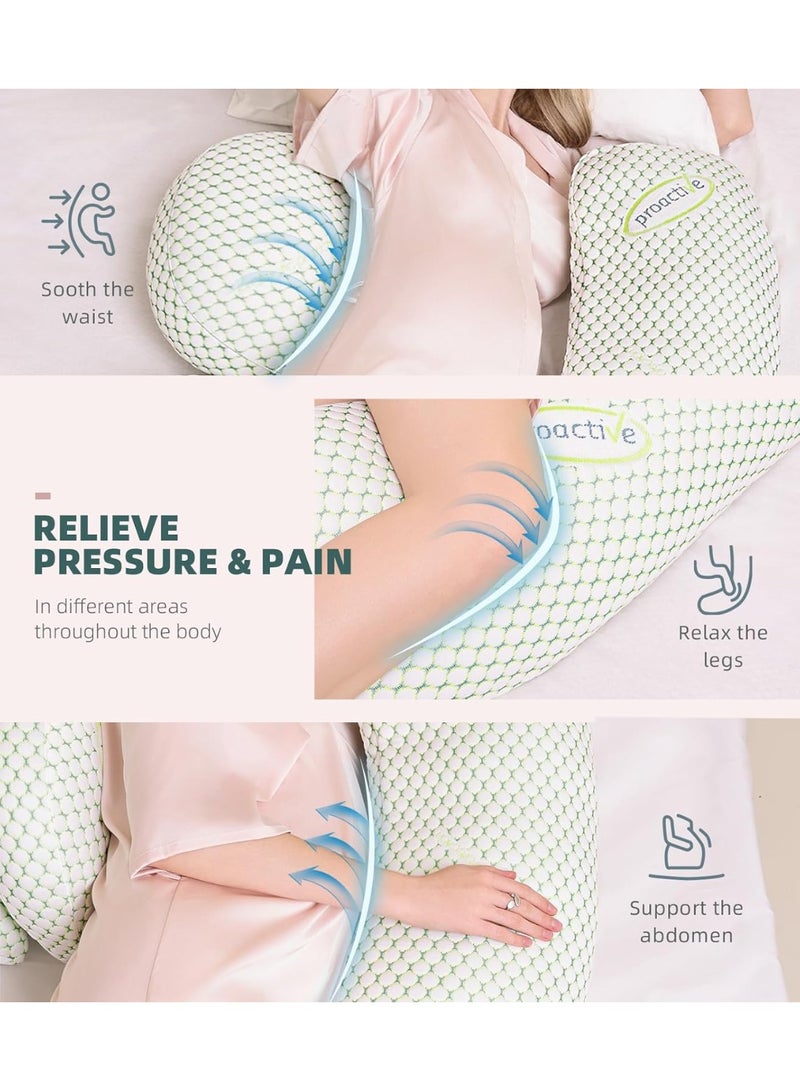 Pregnancy Pillow for Pregnant Women, Soft Pregnancy Body Pillow,Support for Back, Hips, Legs, Maternity Pillow with Detachable and Adjustable Pillow Cover - Image 2